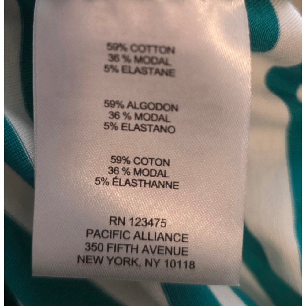 Jones‎ New York Striped Knit Top Womens 1X Teal White Excellent Side Tie - Picture 6 of 8